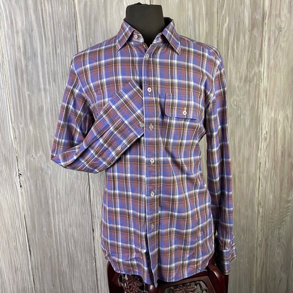 TOM FORD Mens‎ Plaid Button Up Long Sleeve Cotton Shirt Made in Italy Size 43 17